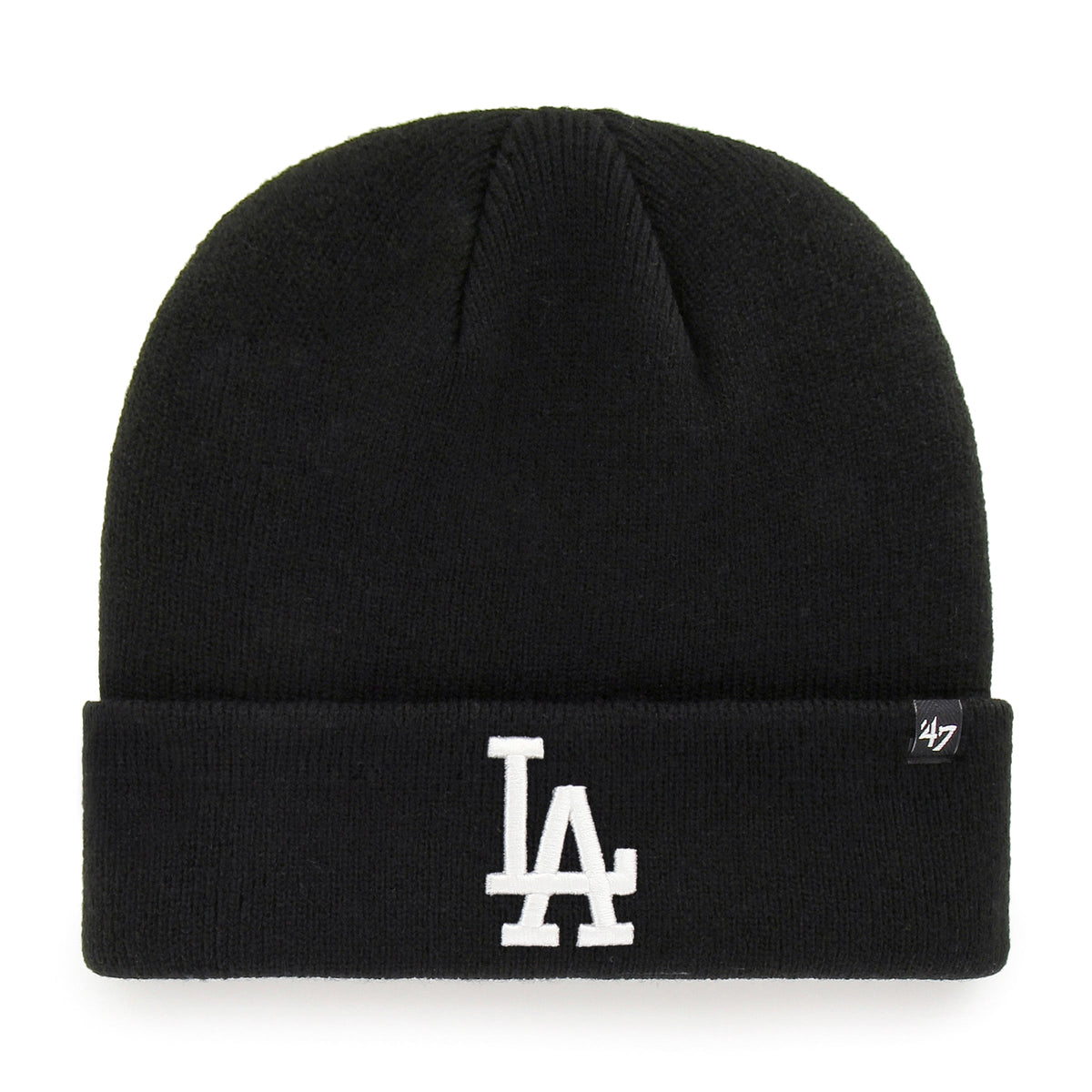Los Angeles Dodgers MLB 47 Brand Men Black Attitude Raised Cuff Knit Hat product image 1, provided for visual reference and