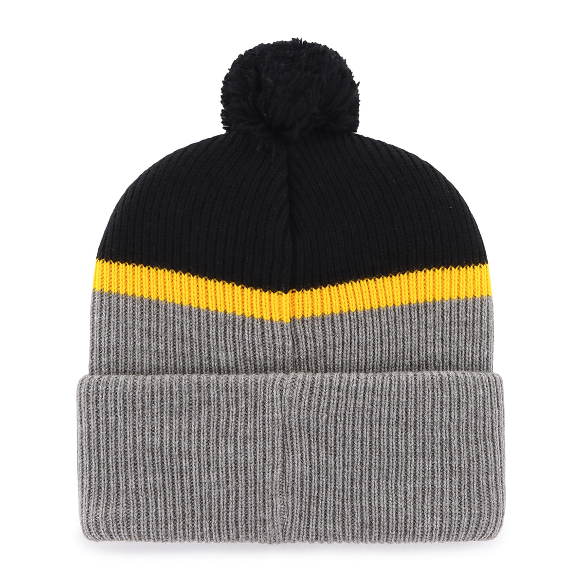 Vancouver Canucks NHL 47 Brand Men Black/Grey Split Shadow Cuff Pom Knit product image 2, provided for visual reference and
