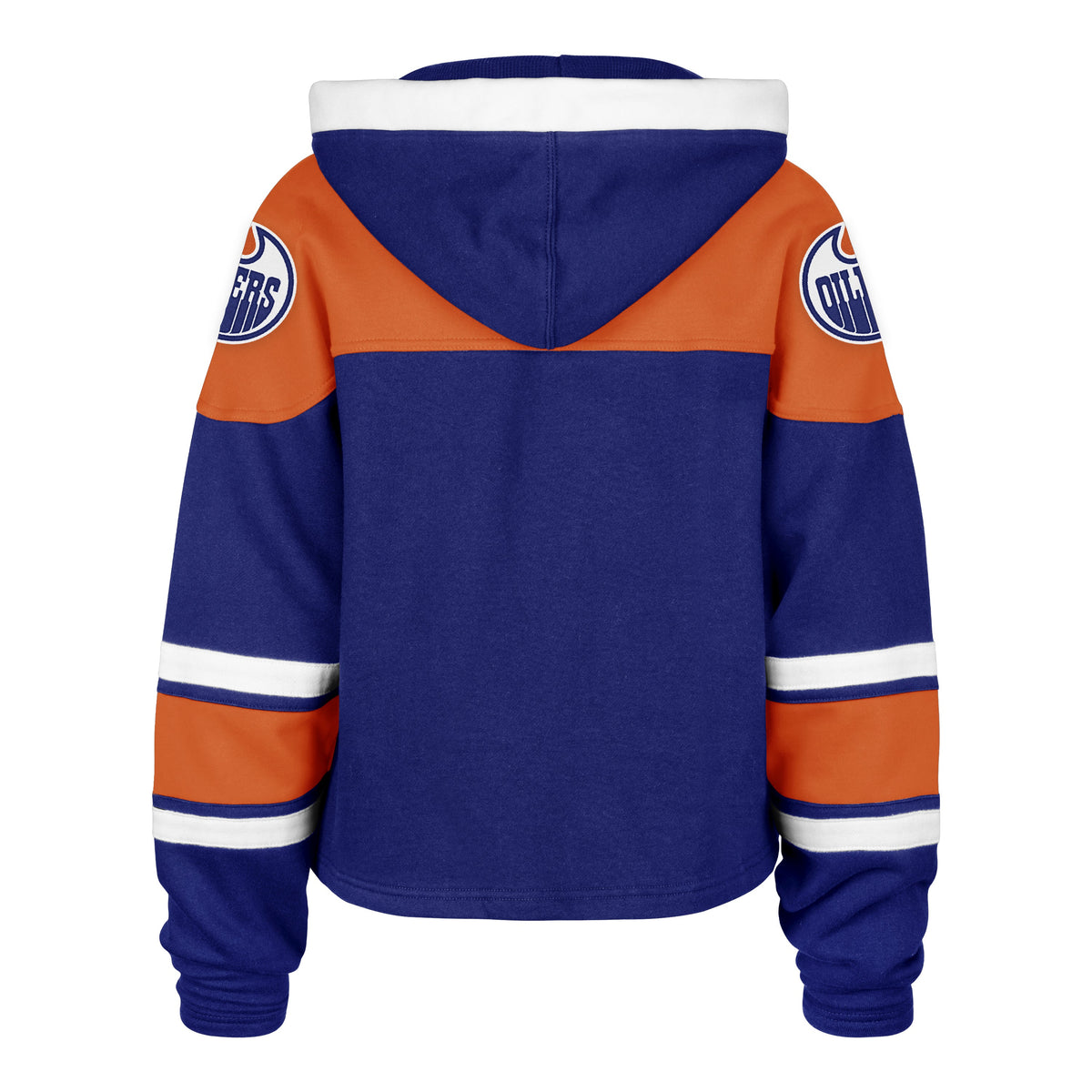 Edmonton Oilers NHL 47 Brand Women Royal Cropped Superior Lace Up Hoodie product image 2, provided for visual reference and