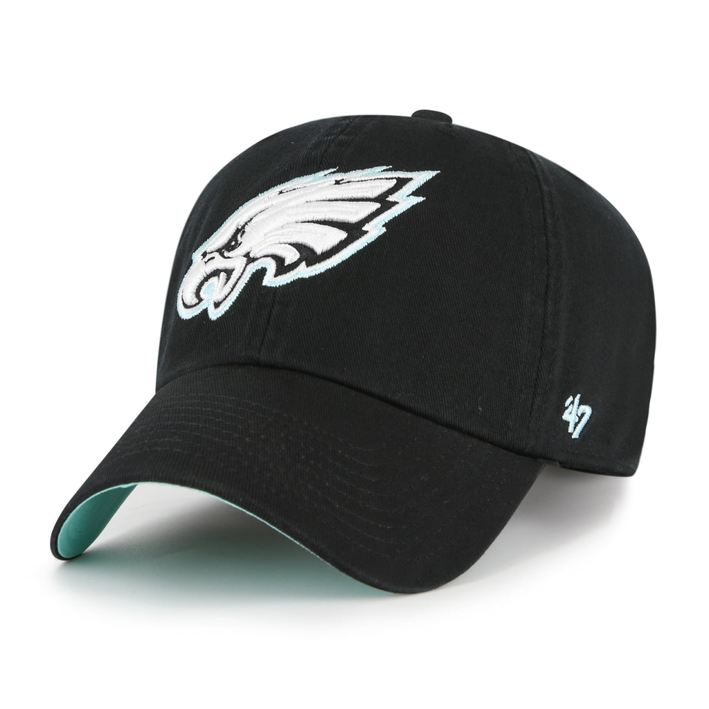 Philadelphia Eagles NFL 47 Brand Men Black Mint Double Under Clean Up Adjustable Hat product image 4, provided for visual