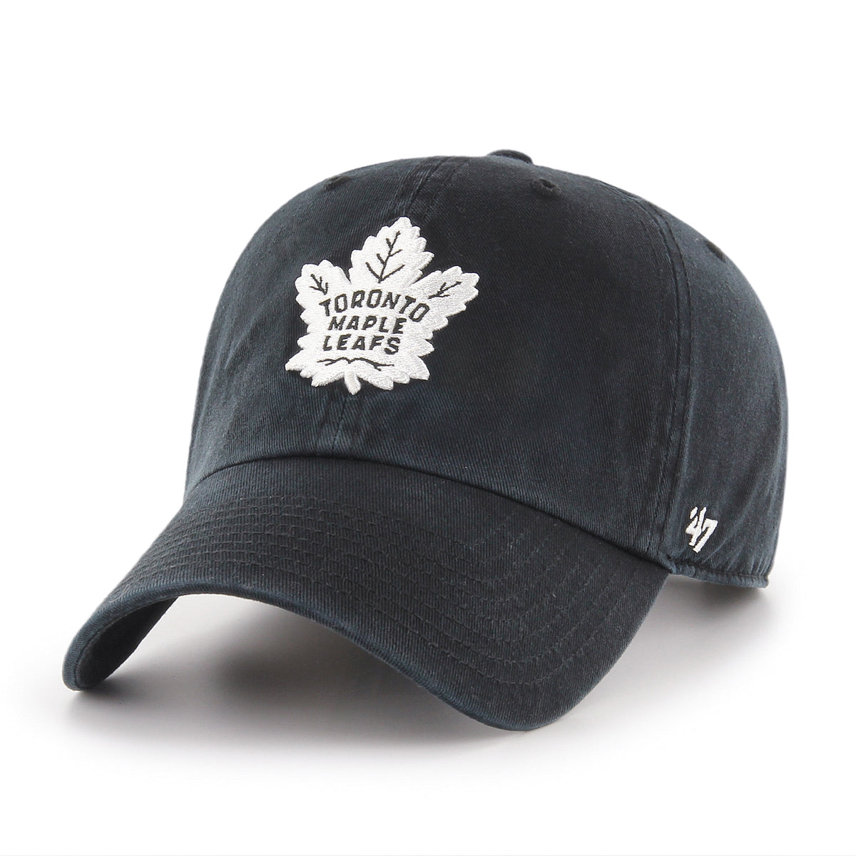 Toronto Maple Leafs NHL 47 Brand Men Black White Clean Up Adjustable Hat product image 1, provided for visual reference and