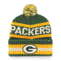 Green Bay Packers NFL 47 Brand Men Green/Yellow Bering Cuff Pom Knit product image 1, provided for visual reference and