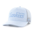 New York Yankees MLB 47 Brand Men Light Blue Foundation Script Hitch Snapback Hat product image 1, provided for visual