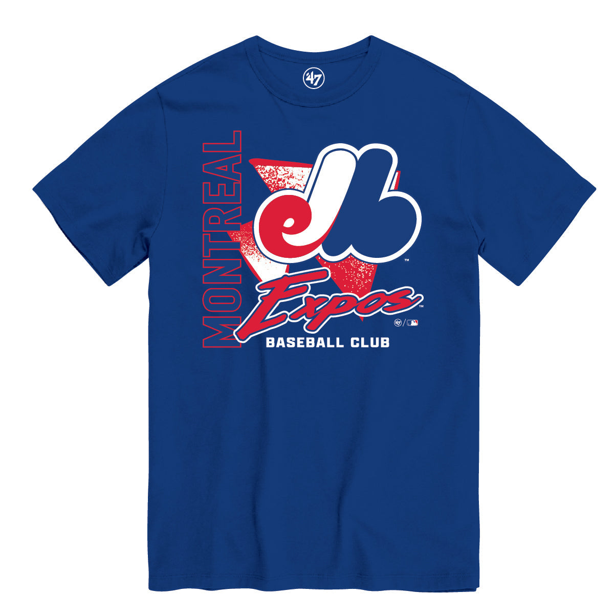 Montreal Expos MLB 47 Brand Youth Royal Side Arm T-Shirt product image 1, provided for visual reference and product detail
