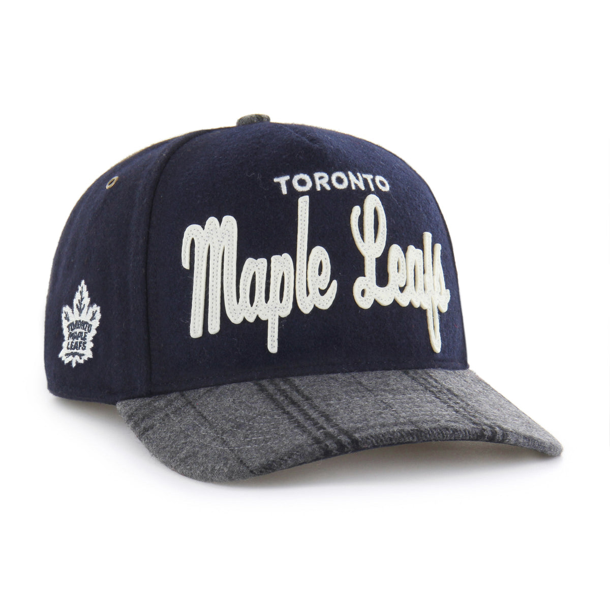 Toronto Maple Leafs NHL 47 Brand Men Navy Windowpane Plaid Hitch Snapback Hat product image 1, provided for visual reference