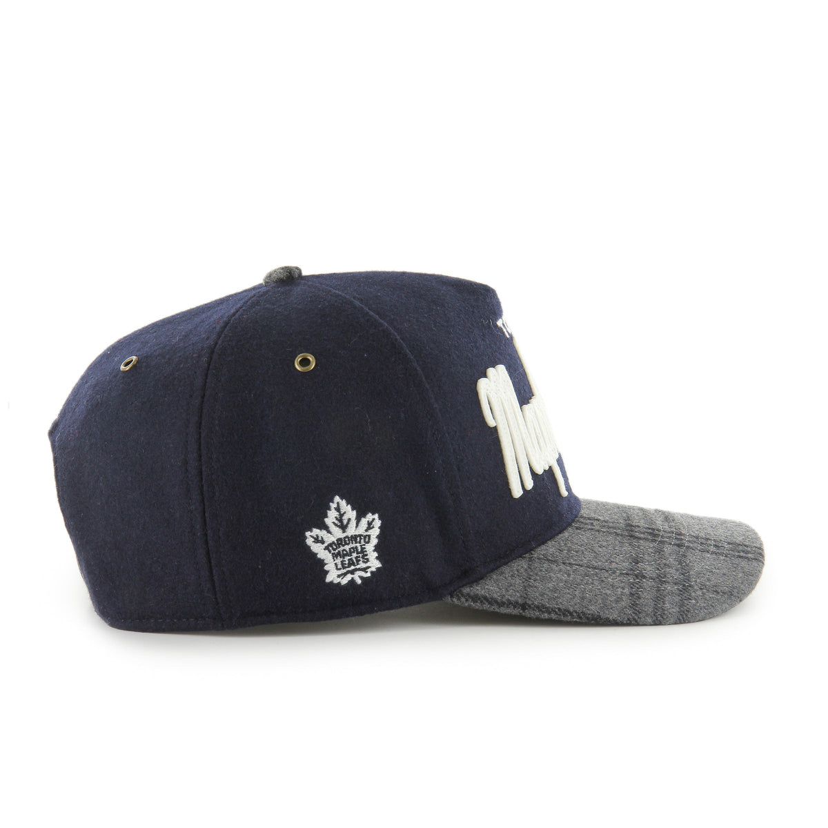 Toronto Maple Leafs NHL 47 Brand Men Navy Windowpane Plaid Hitch Snapback Hat product image 4, provided for visual reference