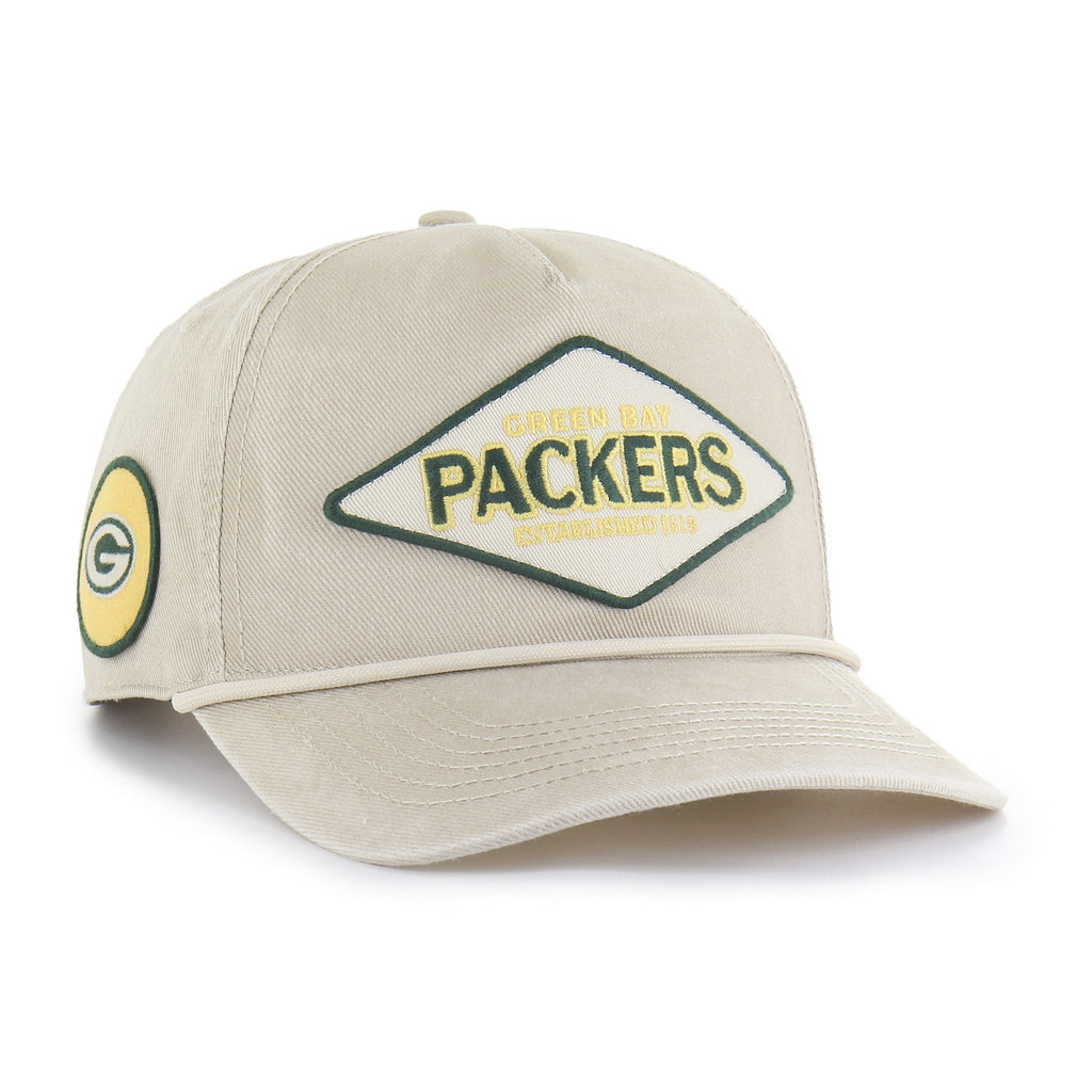 Green Bay Packers NFL 47 Brand Men Beige Cairn Rope Hitch Snapback Hat product image 1, provided for visual reference and