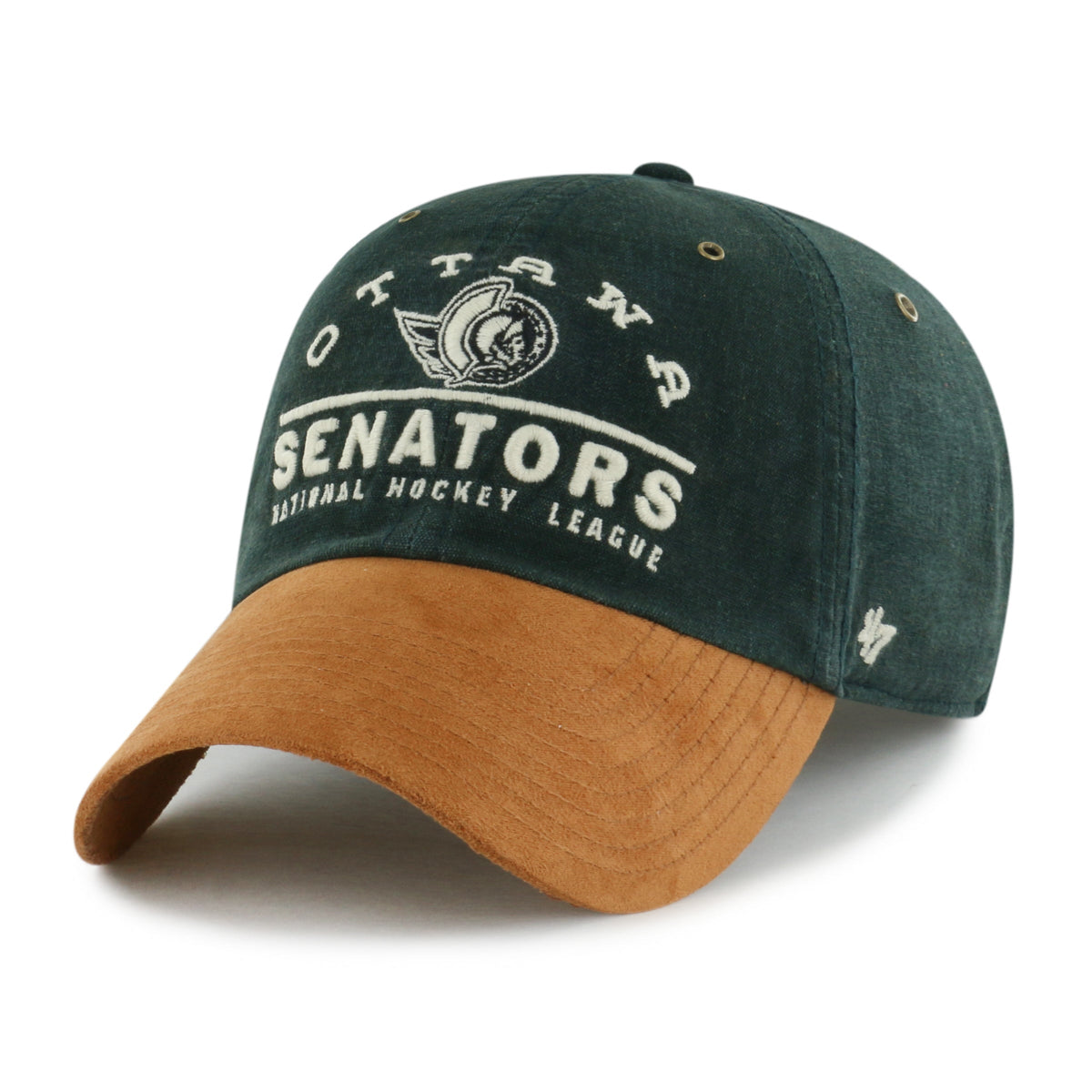 Ottawa Senators NHL 47 Brand Men Green Windham Suede Clean Up Adjustable Hat product image 1, provided for visual reference