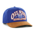 Edmonton Oilers NHL 47 Brand Men Royal Break Wood Suede Hitch Snapback Hat product image 1, provided for visual reference