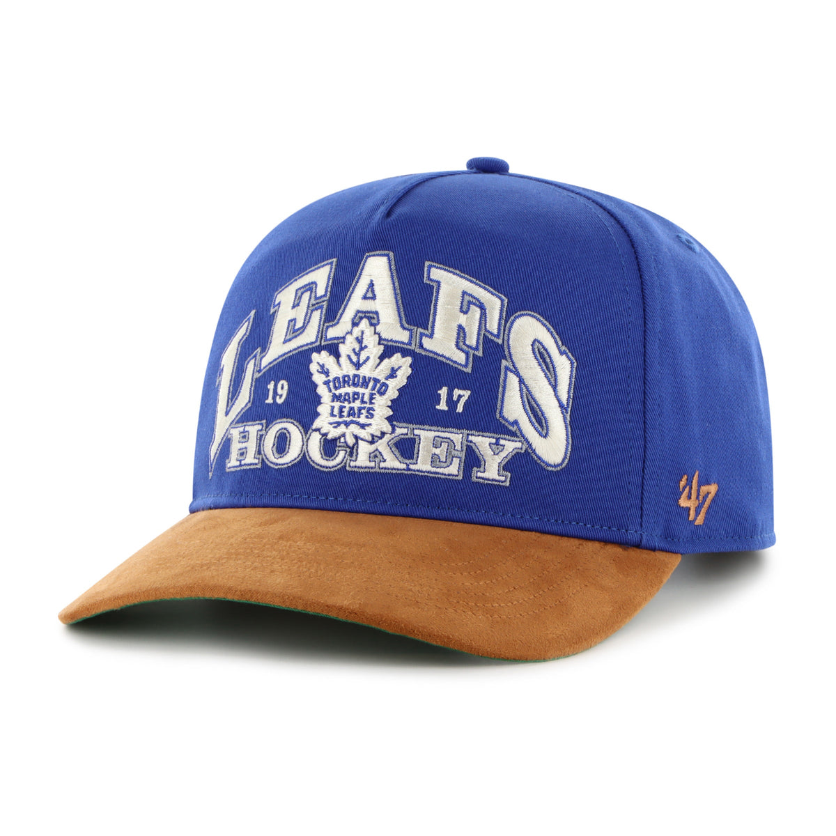Toronto Maple Leafs NHL 47 Brand Men Royal Break Wood Suede Hitch Snapback Hat product image 2, provided for visual