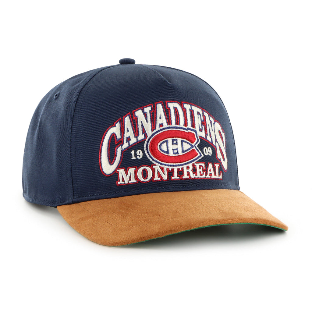 Montreal Canadiens NHL 47 Brand Men Navy Break Wood Suede Hitch Snapback Hat product image 2, provided for visual reference