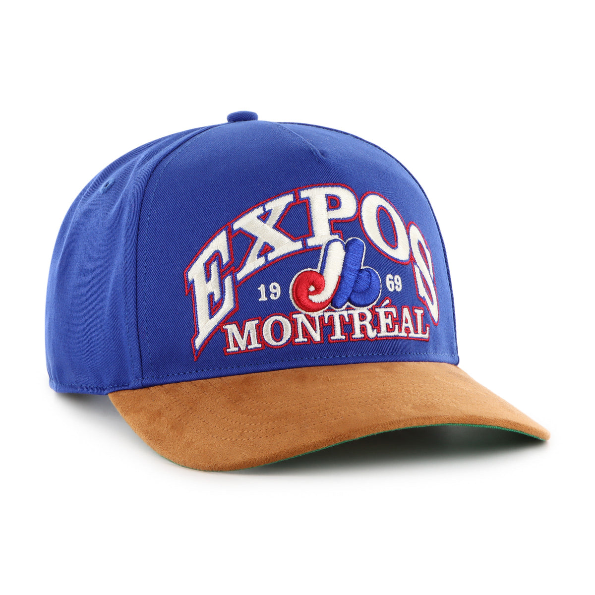 Montreal Expos NHL 47 Brand Men Royal Break Wood Suede Hitch Snapback Hat product image 3, provided for visual reference and