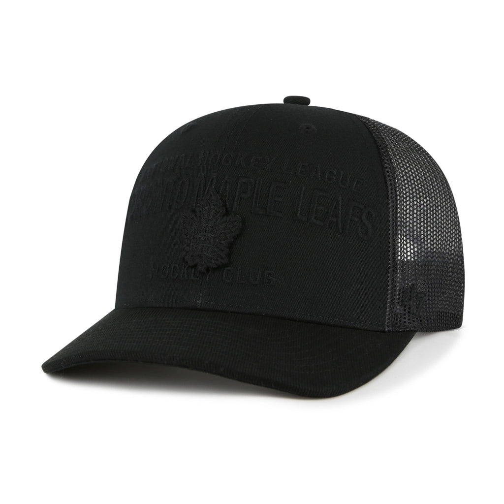 Toronto Maple Leafs NHL 47 Brand Men Black Contemporary Trucker Snapback Hat product image 1, provided for visual reference