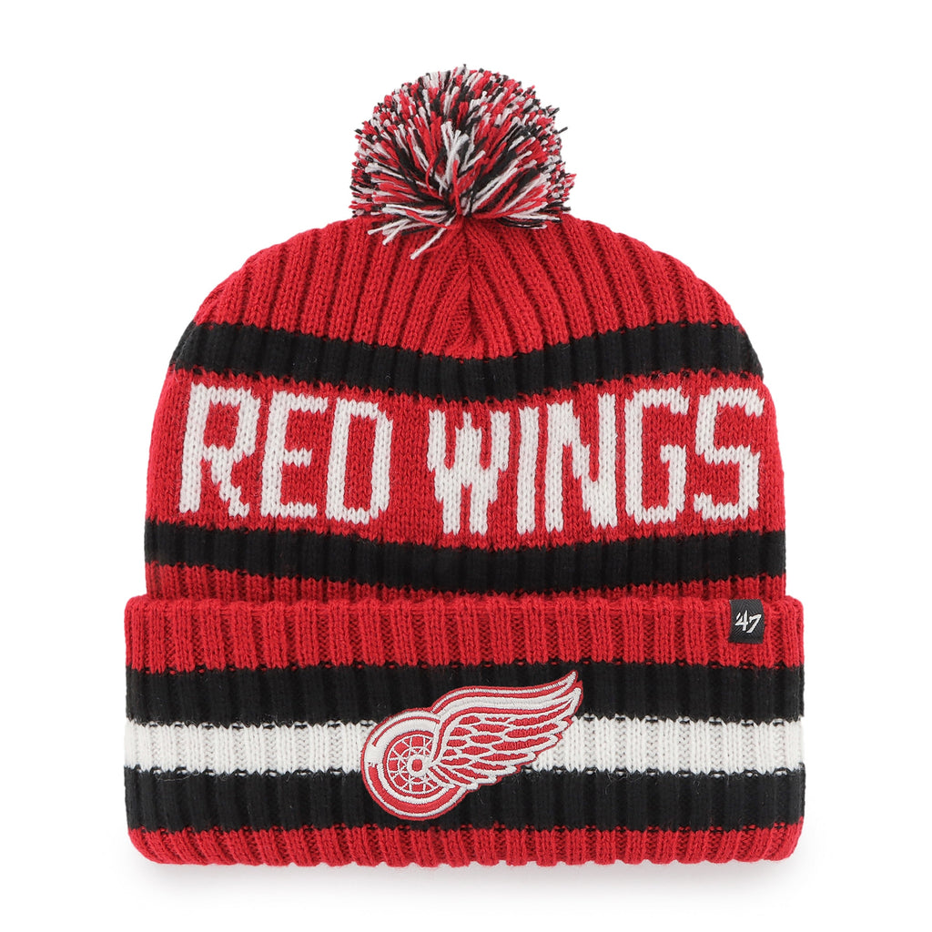Detroit Red Wings NHL 47 Brand Men Red Bering Cuff Pom Knit product image 1, provided for visual reference and product