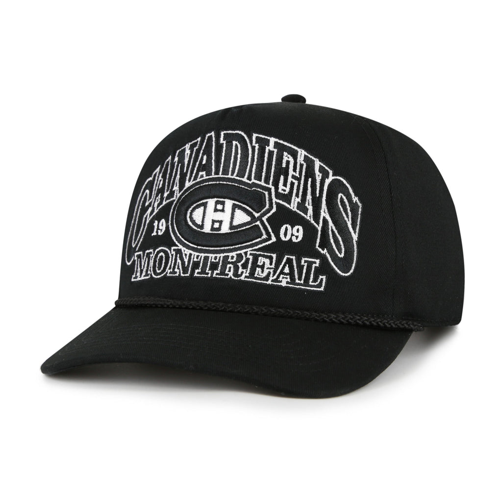 Montreal Canadiens NHL 47 Brand Men Black Break Wood Hitch Snapback Hat product image 1, provided for visual reference and