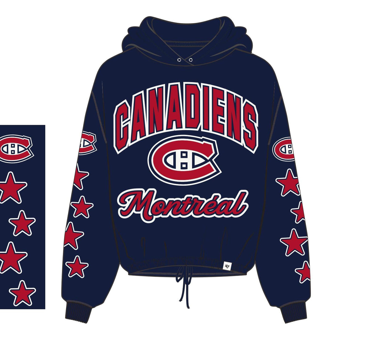 Montreal Canadiens NHL 47 Brand Women Navy Starry Eyed Venice Hoodie product image 1, provided for visual reference and