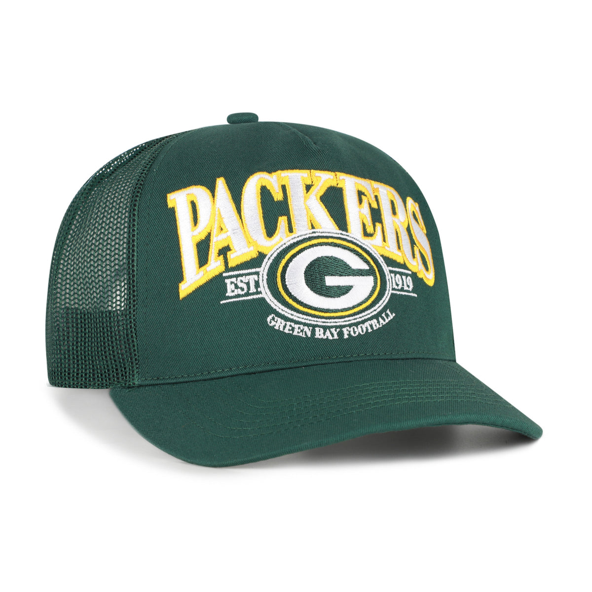 Green Bay Packers NFL 47 Brand Men Green Deluxia Trucker Mesh Hitch Snapback product image 3, provided for visual reference