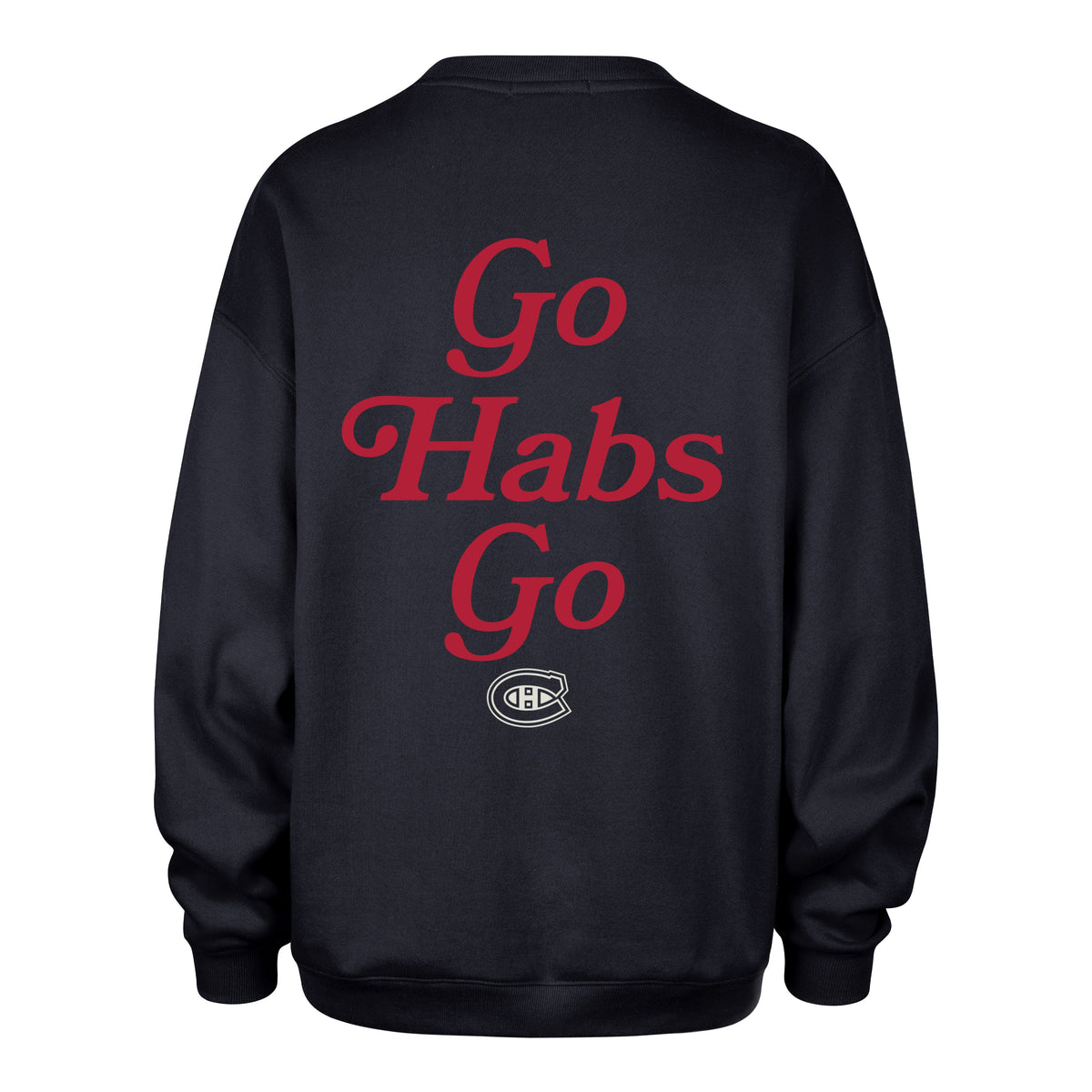 Montreal Canadiens NHL 47 Brand Women Black Shout It Out Oversized Crew Sweater product image 2, provided for visual