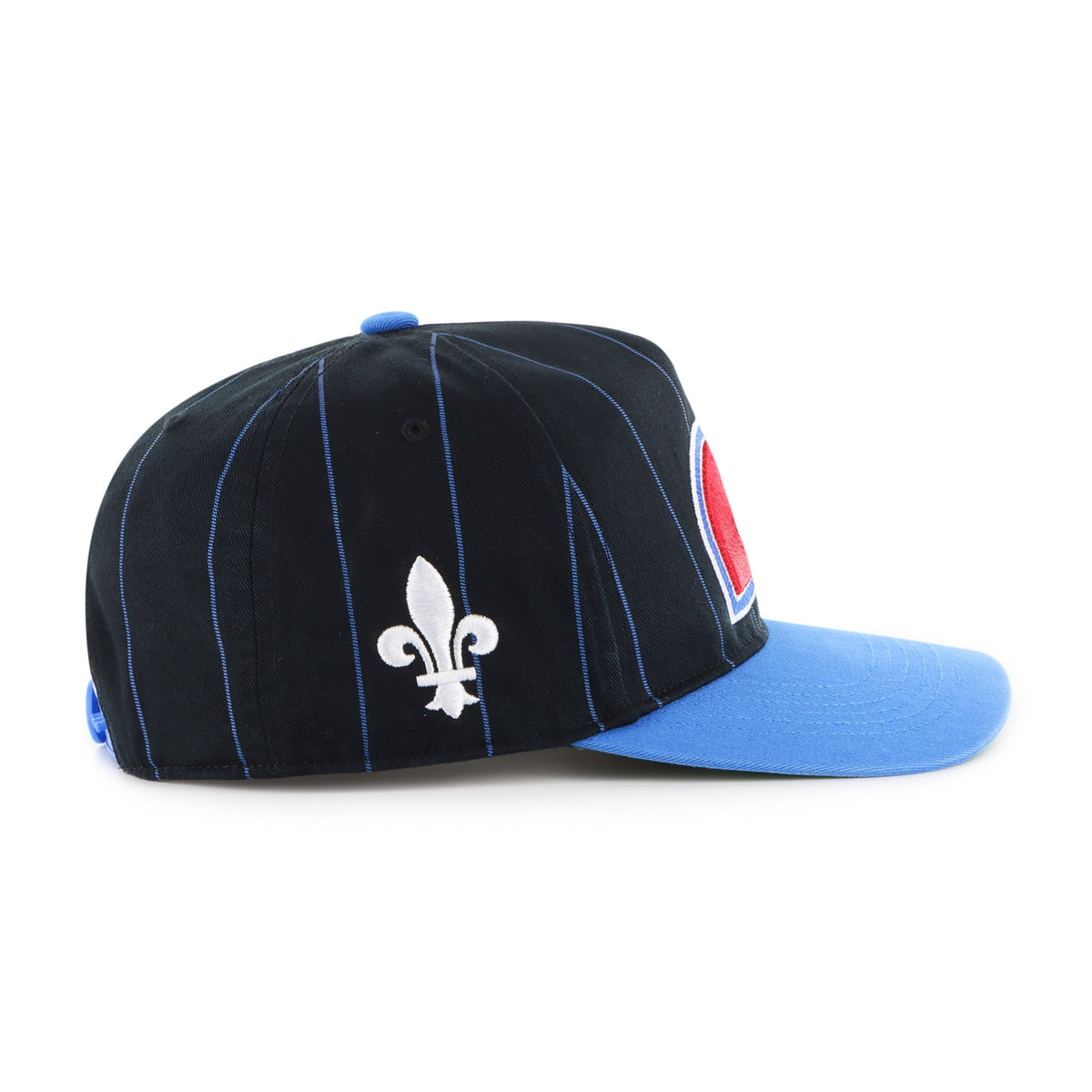 Quebec Nordiques NHL 47 Brand Men Navy Pinstripe Hitch Adjustable Hat product image 5, provided for visual reference and