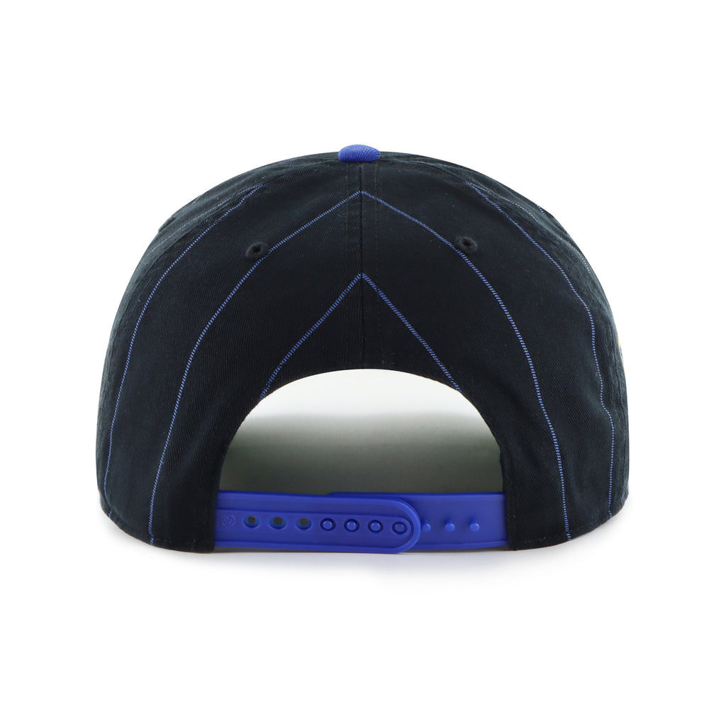 Edmonton Oilers NHL 47 Brand Men Navy Pinstripe Hitch Adjustable Hat product image 2, provided for visual reference and