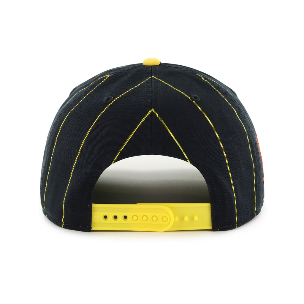 Vancouver Canucks NHL 47 Brand Men Black Pinstripe Hitch Adjustable Hat product image 2, provided for visual reference and