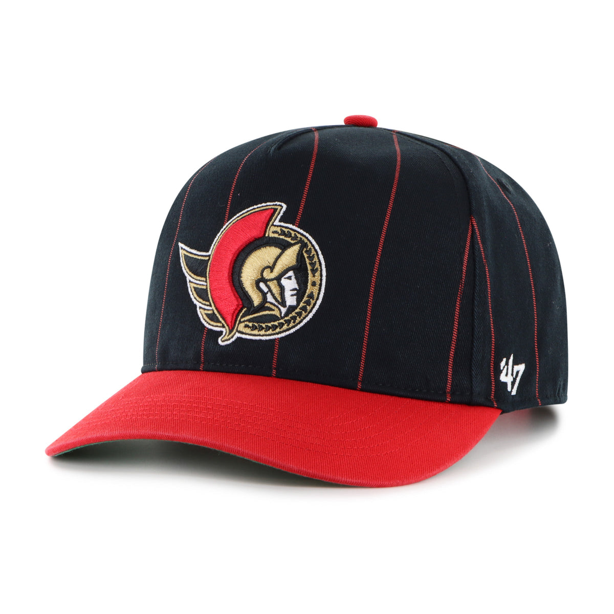 Ottawa Senators NHL 47 Brand Men Black Pinstripe Hitch Adjustable Hat product image 3, provided for visual reference and