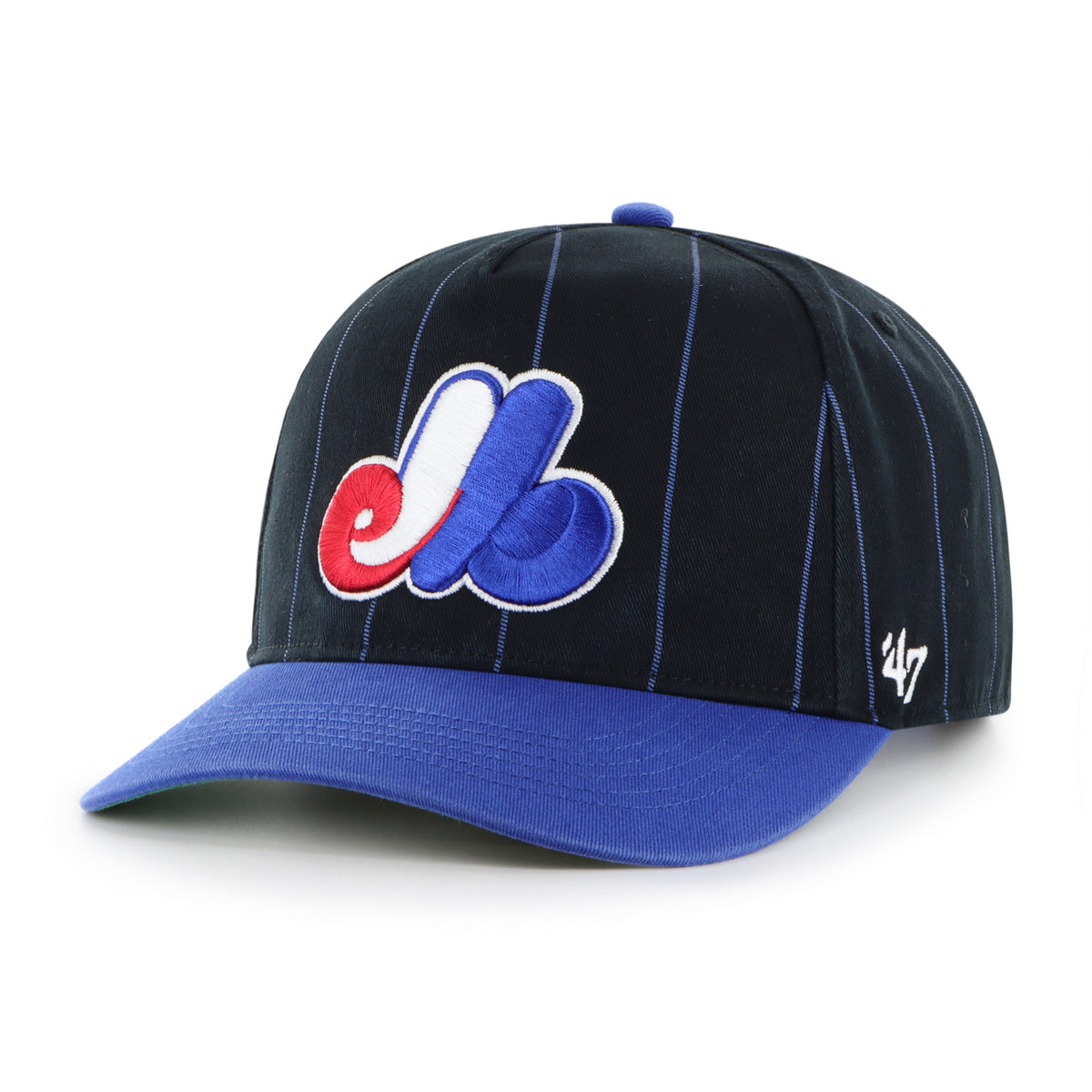 Montreal Expos MLB 47 Brand Men Navy / Royal Pinstripe Hitch Adjustable Hat product image 3, provided for visual reference