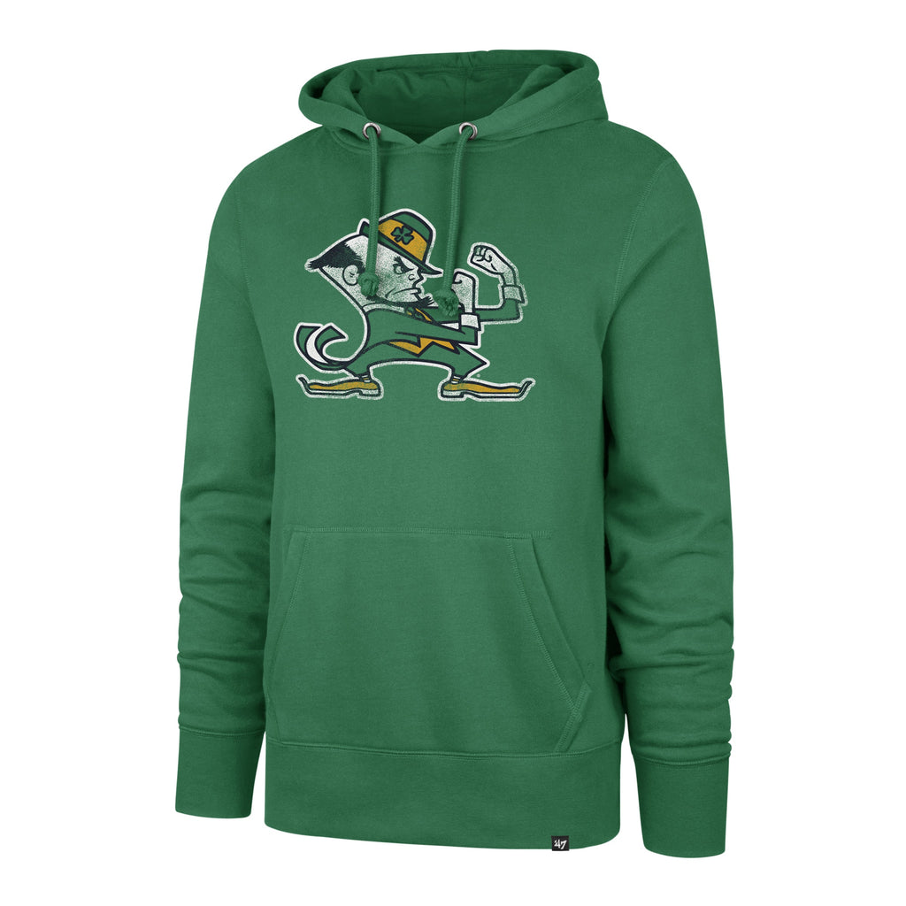 Notre Dame Fighting Irish NCAA 47 Brand Men Green Imprint Distressed Logo Headline Pullover Hoodie product image 1, provided