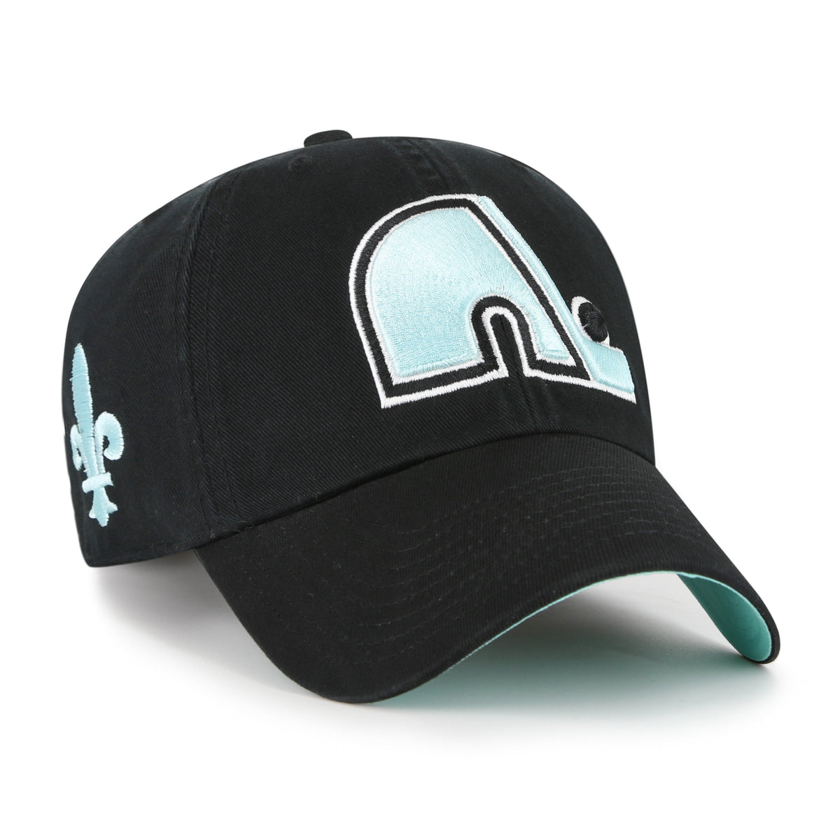 Quebec Nordiques NHL 47 Brand Men Black Mint Double Under Clean Up Adjustable Hat product image 1, provided for visual