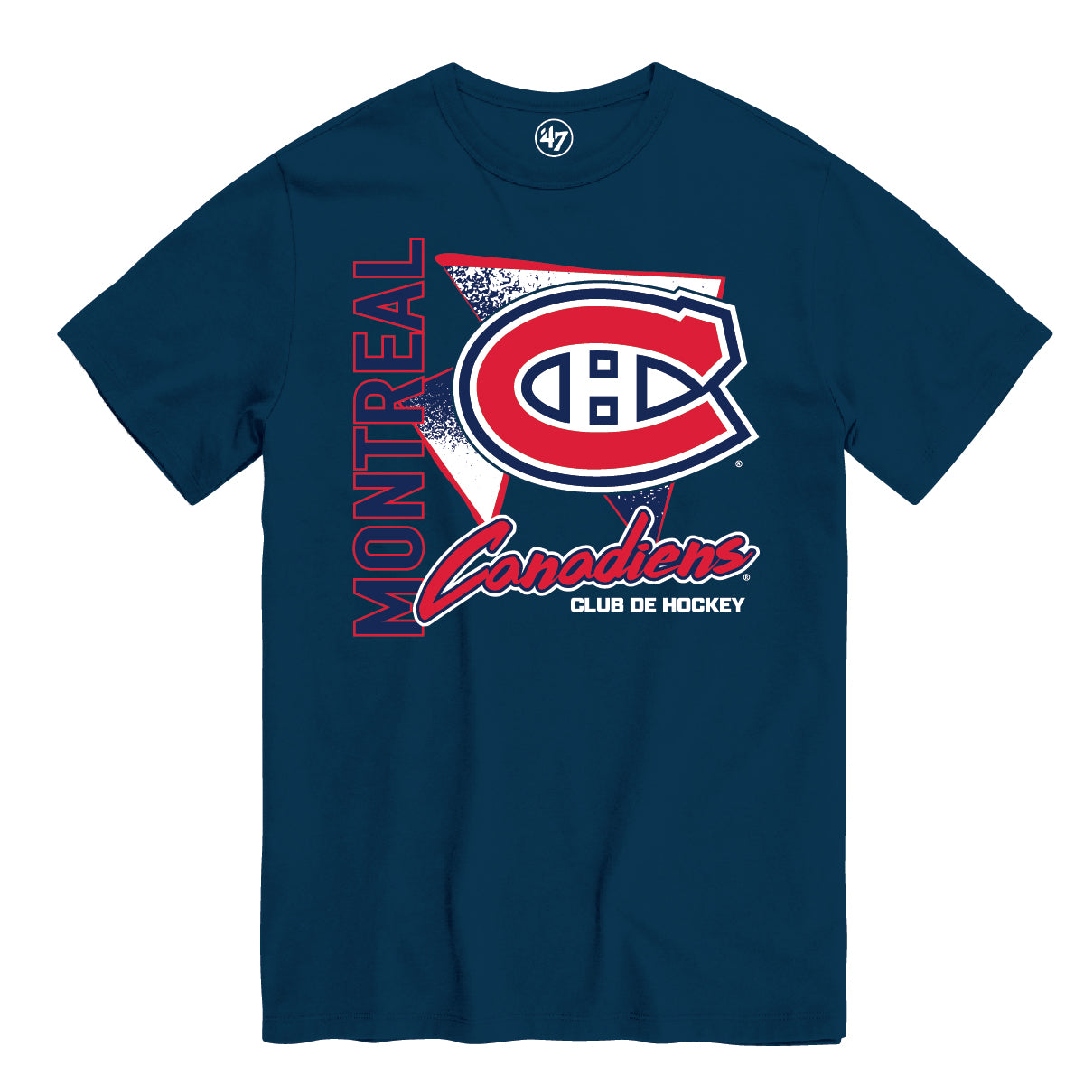 Montreal Canadiens NHL 47 Brand Men Navy Side Arm T-Shirt product image 1, provided for visual reference and product detail