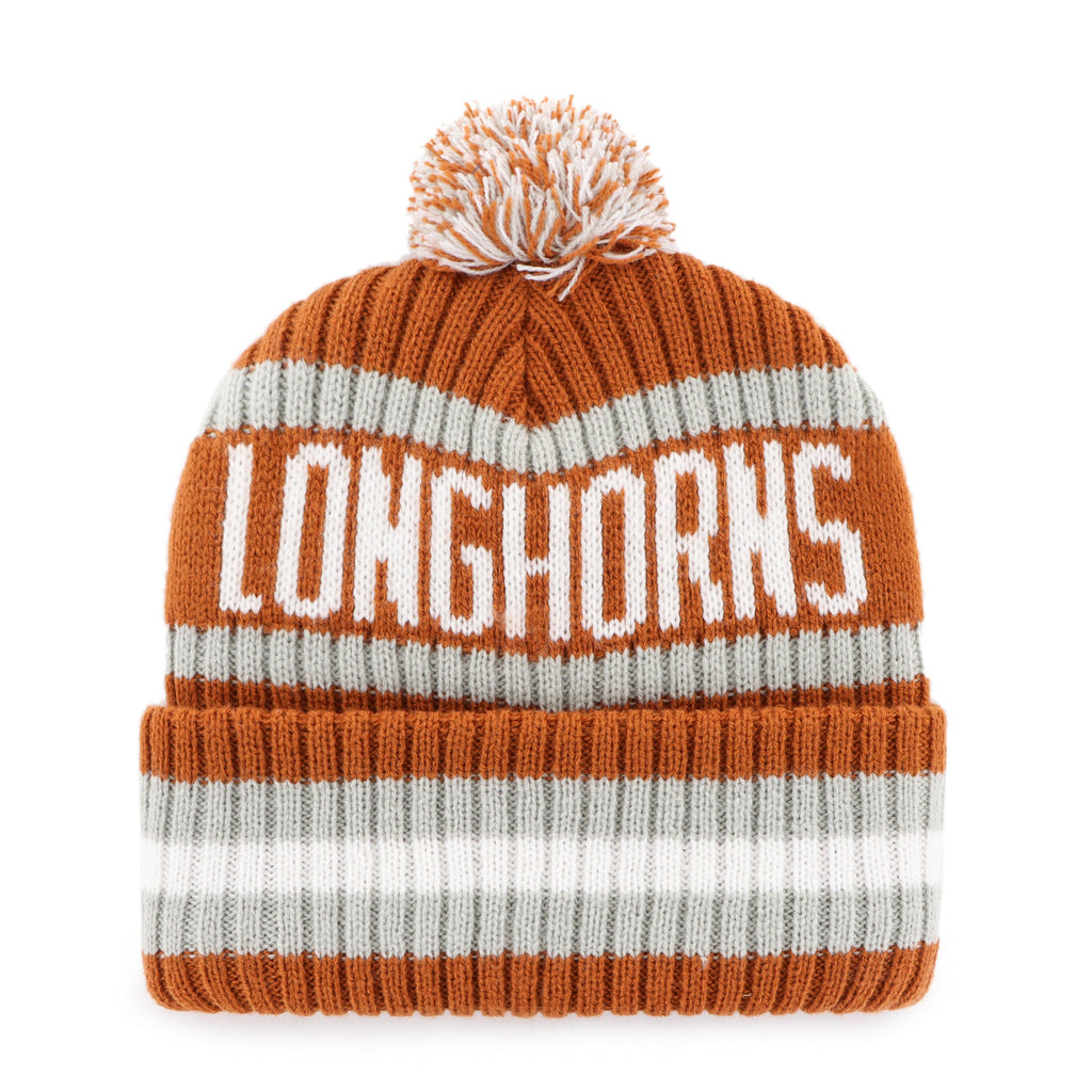 Texas Longhorns NCAA 47 Brand Men Orange Bering Cuff Pom Knit product image 2, provided for visual reference and product