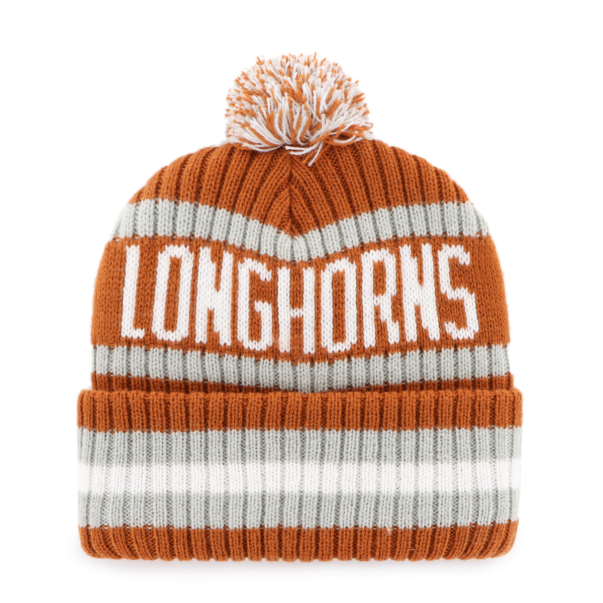 Texas Longhorns NCAA 47 Brand Men Orange Bering Cuff Pom Knit product image 2, provided for visual reference and product